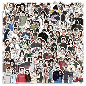 61 pz/borsa di foto di coppie di cartoni animati adesivi impermeabili adesivi da diario in vinile per Laptop Scrapbook decorazione da parete adesivi per amanti - Product Image 1