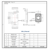 Mini haut-parleur Kaiboer KBE-4230 8 Ohm 2.0W IP67 étanche, boîtier ABS/PC+métaux, trou de montage, aimant néodyme, 80-110dB