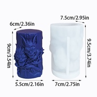 Moule à gâteau d'Halloween en silicone double tête de chauve-souris démoniaque avec décoration chaîne et croix, moule à bougie moderne