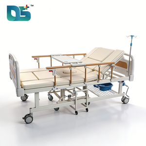 Lit médicalisé manuel réglable à 5 fonctions avec tête de lit ABS, trou pour pot et <span class=keywords><strong>matelas</strong></span>, pour personnes âgées handicapées - Product Image 1