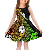 Vente en gros de robe hawaïenne à imprimé floral tropical pour enfants filles sans bretelles style décontracté tribal polynésien pour les fêtes de printemps et d'été