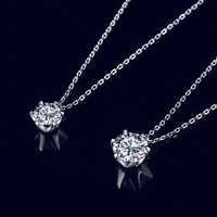 Wish Jewelry Collier pendentif de mariage en Moissanite en argent sterling 925 1-2 carats rond Excellent Cut Pass Diamond Test D Color