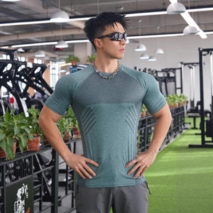 เสื้อยืดผู้ชายทรงสลิมฟิต แห้งเร็ว ระบายอากาศดี สีพื้น คอกลม สปอร์ต ออกกำลังกาย ฟิตเนส เทรนนิ่ง ท็อป เสื้อผ้ากีฬาฤดูร้อน - Product Image 4