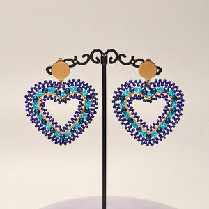 Độc quyền mới sang trọng dệt bằng tay trái tim Bông Tai Thanh Lịch Châu Âu & mỹ Phong cách hợp thời trang Bán Buôn Đồ trang sức với hạt giống Cổ hạt - Product Image 4