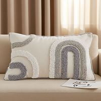 Housse de coussin carrée en coton et lin, style bohème, brodée, à franges, pour canapé, salon, dossier de lit, rayée, géométrique