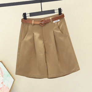 <strong>Women</strong> <strong>s</strong> Five Quarter Pants Casual Workwear <strong>Shorts</strong> Wide Leg Cinching Waist - Product Image 4