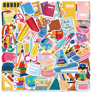 50 Pegatinas con Temática de Regreso a Clases, Lindas Pegatinas Decorativas de Papelería, Calcomanías de Graffiti para Manualidades, Pegatinas de Dibujos Animados - Product Image 4