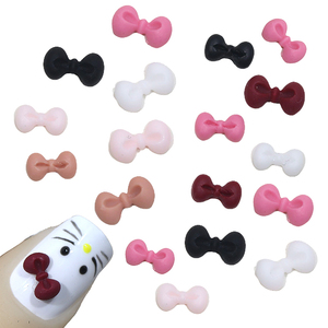 50 piezas/bolsa, venta al por mayor, dijes de resina con lazo de gatito, adornos de uñas kawaii, diamantes de imitación de resina 3D, decoración de uñas DIY para niñas - Product Image 4