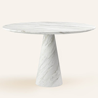 Table de salle à manger ronde en travertin marbre personnalisable Meubles en pierre naturelle pour la cuisine et le salon
