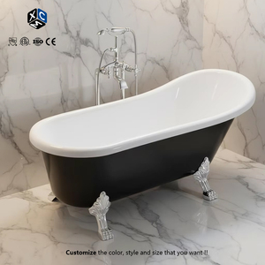 Bañera Acrílica Tradicional King-Size con Patas de Gato, Ecológica, Transparente, Colorida, con Sifón de Drenaje Central, Independiente, para Interior - Product Image 1