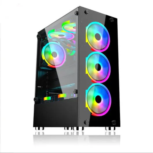 뜨거운 판매 컴퓨터 파노라마 사이드 통해 8 팬 냉각 하드웨어 pc 게임 케이스 및 타워