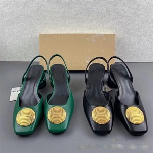 2026 Summer New Style Women's Sexy Thin Thick Heel Sandals Two Tone <b>Square</b> Head Buckle Hollow Rear Buckle Strap with <b>Headband</b> - Product Image 1