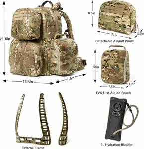 Factory MOLLE 2 Medium Denim Rucksack Tactical Large <b>Backpack</b> with <b>Nylon</b> Lining 3 Days Assault Pack for Outdoor - Product Image 2