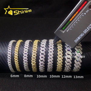 Gioielli Hip Hop, <span class=keywords><strong>Bracciale</strong></span> <span class=keywords><strong>Personalizzato</strong></span> in <span class=keywords><strong>Argento</strong></span> 925 per Uomo, 6MM 8MM 10MM 12MM, <span class=keywords><strong>Bracciale</strong></span> Cubano con Moissanite VVS - Product Image 3