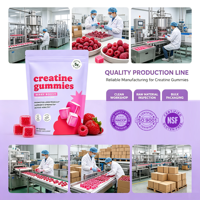Gummies de créatine monohydrate à marque privée, 5g par portion, saveur baies, végétaliennes, supplément nutritionnel sportif