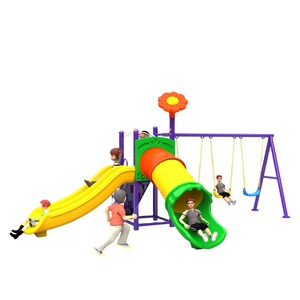Kích thước nhỏ trượt nhựa và thép Swing Set cho trẻ em cho sân chơi ngoài trời Vườn trường sân bay - Product Image 1