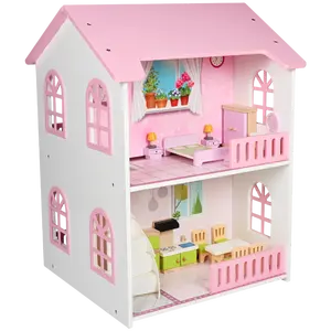 2023 DIY 시뮬레이션 척 놀이 핑크 미니 가구 나무 인형 집 장난감