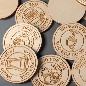 Fichas de Bebidas Reutilizables de Madera, Personalizadas, para Fiestas, Festivales de Cerveza, San Valentín, Eventos, con Diseño - Product Image 2