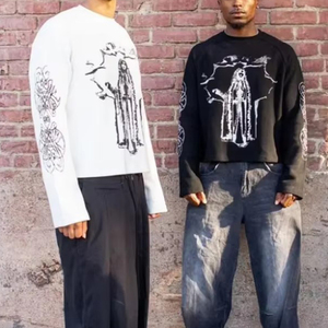 YSJY produttore Streetwear personalizzato Oversize pesante termico a maniche lunghe t-shirt in maglia a maniche lunghe Waffle da <span class=keywords><strong>uomo</strong></span> t-shirt - Product Image 4