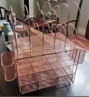 Offre Spéciale : Organisateur de Bureau Pliable en Métal à 4 Niveaux et 4 Plateaux pour Documents et Courrier – Boîtes et Bacs de Rangement Multifonctionnels pour Fournitures de Bureau