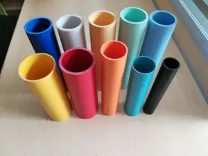 Tubo de plástico amarillo para muebles, tubería redonda de material PVC, color azul y negro, horario 40