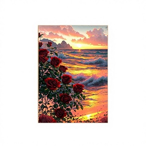 <span class=keywords><strong>Peinture</strong></span> à l'huile numérique DIY Rose sur toile surdimensionnée 41+ pouces, peinte à la main, moderne, apaisante, faite à la main, motif floral simple pour salon - Product Image 6