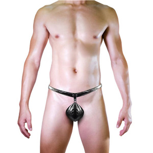 Sous-vêtements string en similicuir pour homme, taille basse, noir, spandex, sexy - Product Image 4