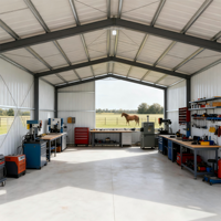 Kits de grange à poteaux préfabriqués personnalisés Structure en acier moderne Bâtiment de stockage pour atelier de hangar de ferme en extérieur