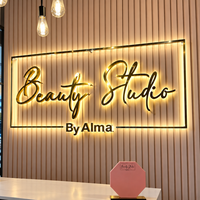 Enseigne personnalisée pour salon de beauté, lettres métalliques 3D, logo rétroéclairé par LED, enseignes murales lumineuses pour spa, studio, réception, image de marque intérieure