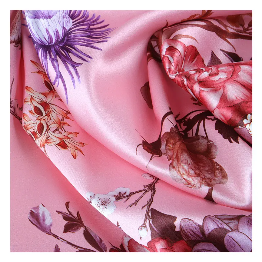 Duchess tela satinada 100% poliéster spandex elástico personalizado impreso tela de satén de seda para vestidos