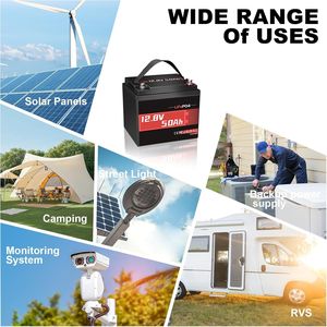 Batería LiFePO4 de 12V 50Ah con BMS de 50A, Batería de Fosfato de Hierro y Litio Recargable de 640W, Perfecta para Campamentos en Autocaravanas y Almacenamiento de Energía en el Hogar - Product Image 4
