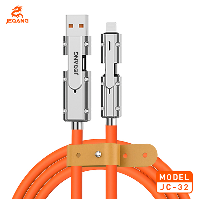 JC-32 180 USB-C/USB-A/PVC 4-in-1 Super Fast Charging Cable with USB3.0 for Mobile Phones
