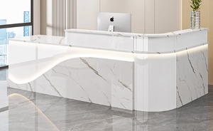 Bàn tiếp tân góc cong cao cấp cho quầy bar của công ty tại khách sạn nhà hàng trung tâm mua sắm-Bàn dịch vụ đăng ký tiền mặt - Product Image 2