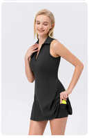 Logo personnalisé GYM Fermeture Éclair Conception Sport Wear Slim Mini Femmes Golf Jupe Ensembles Fitness Costume Court Tennis Jupe pour Femmes Filles