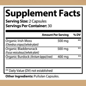 ओएम/ओडम निजी लेबल समुद्री मॉस कैप्सूल प्राकृतिक इरीश समुद्री मोज़स शाकाहारी वयस्क डिटॉक्स त्वचा देखभाल प्रतिरक्षा समर्थन प्रति बोतल 60 कैप्सूल - Product Image 6
