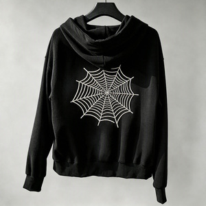 <span class=keywords><strong>Felpa</strong></span> con Cappuccio Personalizzata OEM con Ricamo a Ragnatela, Tessuto Waffle, Pullover Oversize Y2K, Stile Gotico Streetwear - Product Image 2