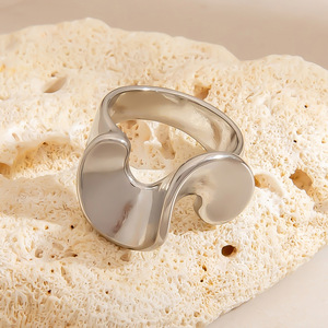 Bague en acier inoxydable de forme géométrique, ouverture réglable, bijoux unisexes à porter au quotidien - Product Image 4