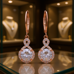 Rose Gold E463 Drop Earrings <b>Water</b> Drop <b>Crystal</b> Rhinestone Claw Setting Classic Women's Wedding Jewelry - Product Image 2