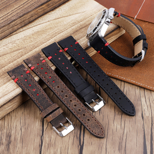 <span class=keywords><strong>Bracelet</strong></span> de montre en cuir véritable 20mm 22mm <span class=keywords><strong>Bracelet</strong></span> de montre poreux respirant <span class=keywords><strong>Bracelet</strong></span> de montre couture à la main pour hommes <span class=keywords><strong>Bracelet</strong></span> de montre - Product Image 1