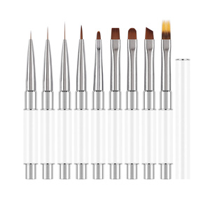 Pinceau à ongles en nylon avec manche en métal blanc, pour lignes fines et précises, liner à une seule traite, gel, French, ombré, mélange, pinceaux de manucure - Product Image 1