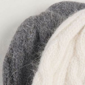 New Arrival Autumn Winter Knitted Beanie <b>Rabbit</b> Fur and Acrylic Solid Color Casual Braided Beanie - Product Image 5