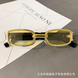 Gafas de Sol Punk Metal Wind 1791 para Hombre y Mujer, Anillo de Hierro con Cadena de Diamantes, Gafas de Sol con Pedrería Ins 2022 - Product Image 4