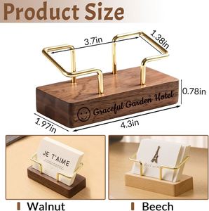 Caja de Almacenamiento de Tarjetas de Visita de Madera de Nogal Negro Sólido y Haya, de un Solo Nivel, Personalizada para Letreros de Pared y Artesanías de Madera - Product Image 2
