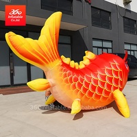 Modèle d'animal de dessin animé gonflable publicitaire personnalisé, mascotte de poisson rouge carpe pour décorations gonflables