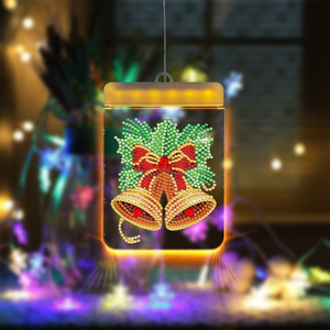 ภาพวาดติดเพชรรูปต้นคริสต์มาสแบบทำมือโคมไฟห้อยประดับต้นคริสต์มาส LED แบบแขวนชุดปักเพชรชุดตกแต่งบ้าน - Product Image 5