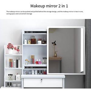 Table de maquillage blanche avec miroir <span class=keywords><strong>LED</strong></span>, fabriquée en Chine, à prix abordable, pour la chambre à coucher - Product Image 5