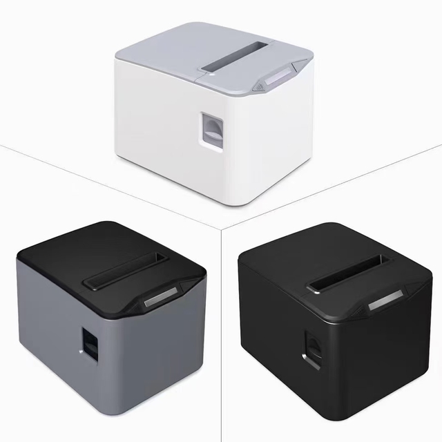 80mm Thermal Printer with Paper Cutter USB LAN BT Wireless Black and White Style POS Printer