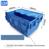 Caisse de rangement en plastique avec couvercles 600x400x300mm, empilable et emboîtable, pour entrepôt et organisation de petite cuisine