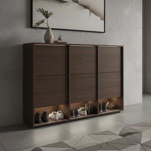 Meuble à <span class=keywords><strong>chaussures</strong></span> autoportant moderne en bois, <span class=keywords><strong>empilable</strong></span>, couleur naturelle, design ouvert, pour entrée et salon - Product Image 4