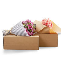 Boîte en carton ondulé brun kraft naturel pour la livraison de fleurs, emballage cadeau, boîte d'expédition avec bande détachable